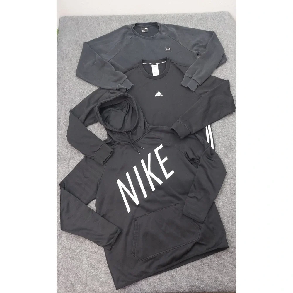 Lot 3 NIKE UNDER ARMOUR Sweat Shirt Hoodie Mens Large Black Pullover Athletic